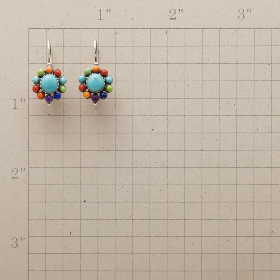 斑斕の色彩綠松石圓形耳環