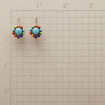 斑斕の色彩綠松石圓形耳環