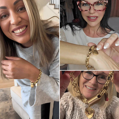 エレガントなハート型ゴールドチャンキーブレスレット