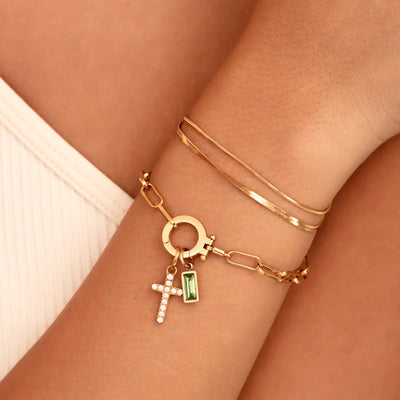 アナベラ誕生石クロスブレスレット