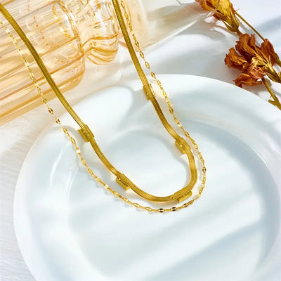 二重層レトロネックレス ソレラの宝石 | ゴールド