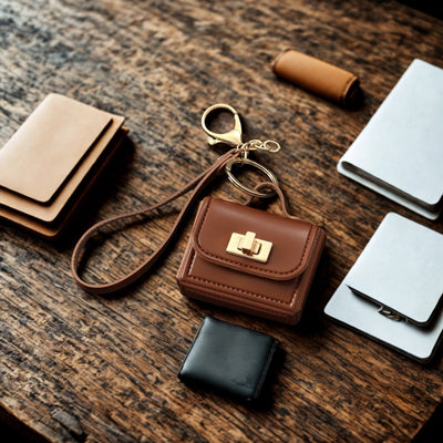 オフィスミニレザーバッグチャーム - ブラウン