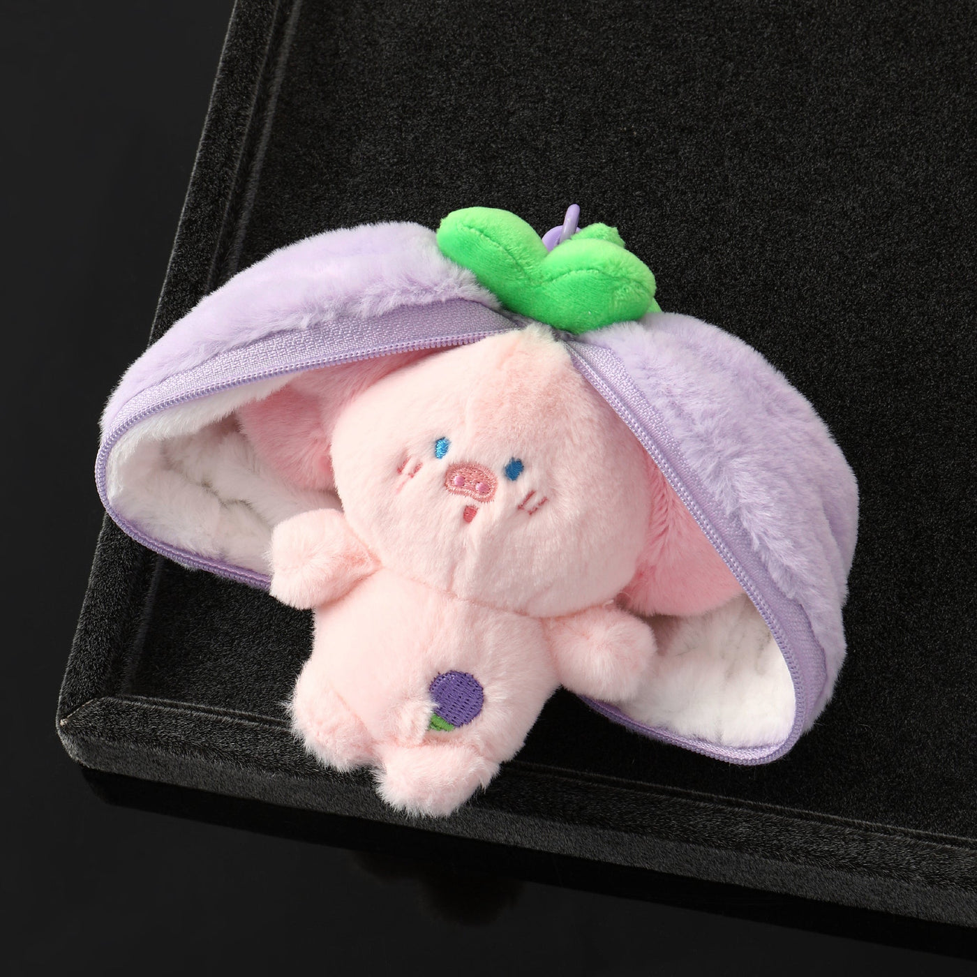 ミニファー付きジッパーポーチバッグチャーム