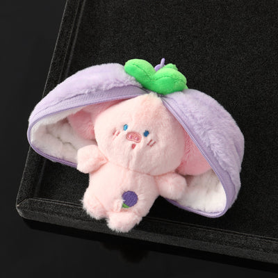 ミニファー付きジッパーポーチバッグチャーム