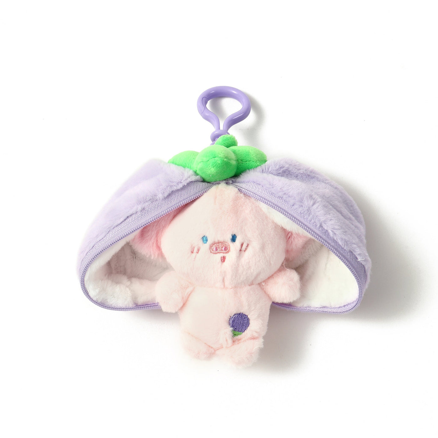 ミニファー付きジッパーポーチバッグチャーム