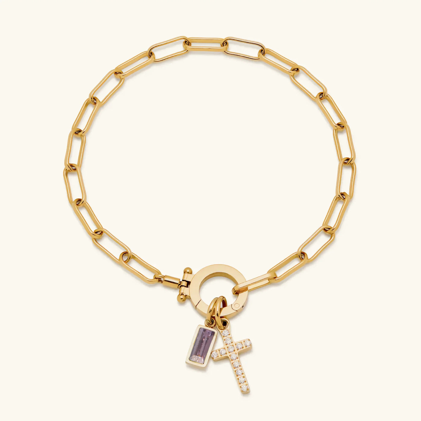 アナベラ誕生石クロスブレスレット