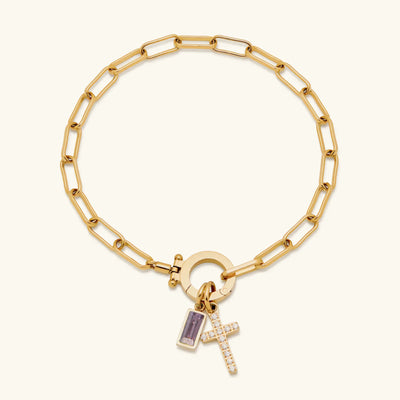 アナベラ誕生石クロスブレスレット