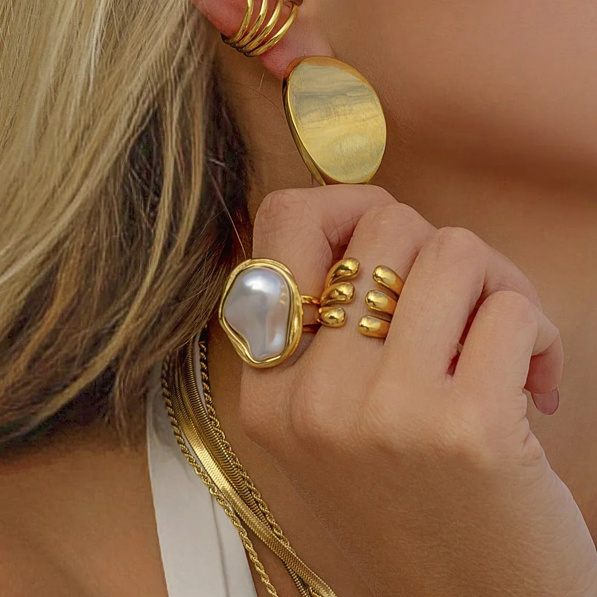 ゴールドパールのシャリスリング