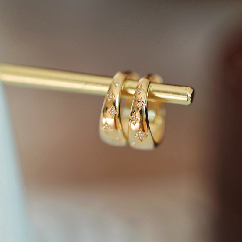 高級ゴールドとシルバーのイヤリング