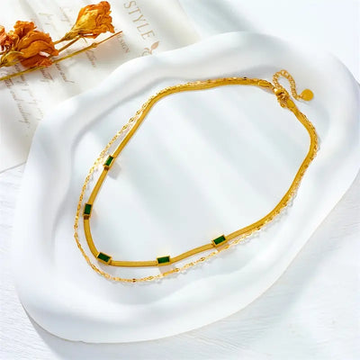 二重層レトロネックレス ソレラの宝石 | ゴールド